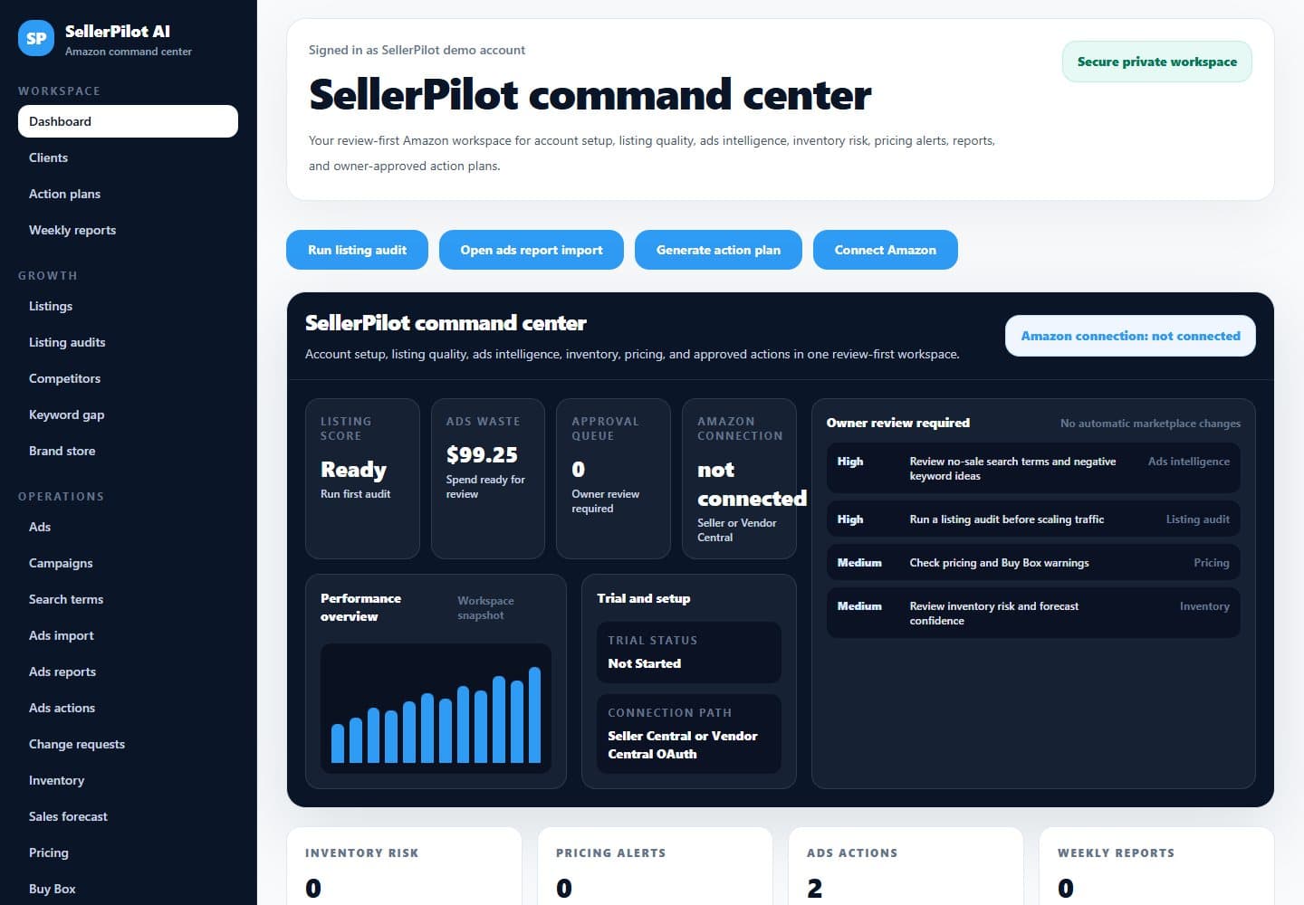 Logged-in command center
